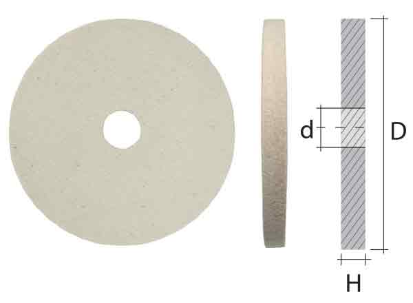 Feltro forma a disco con foro d. 25 mm